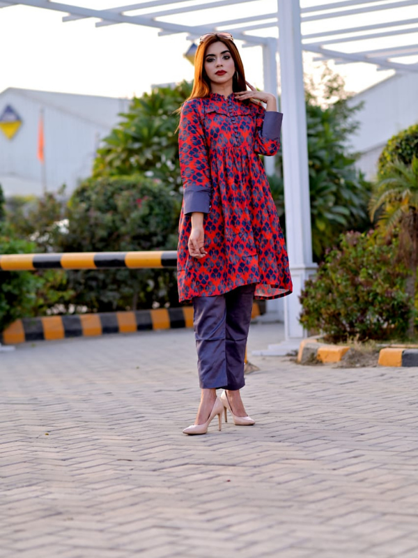 2 Pc Jacquard stylish frock with premium quality stuff - Image 5