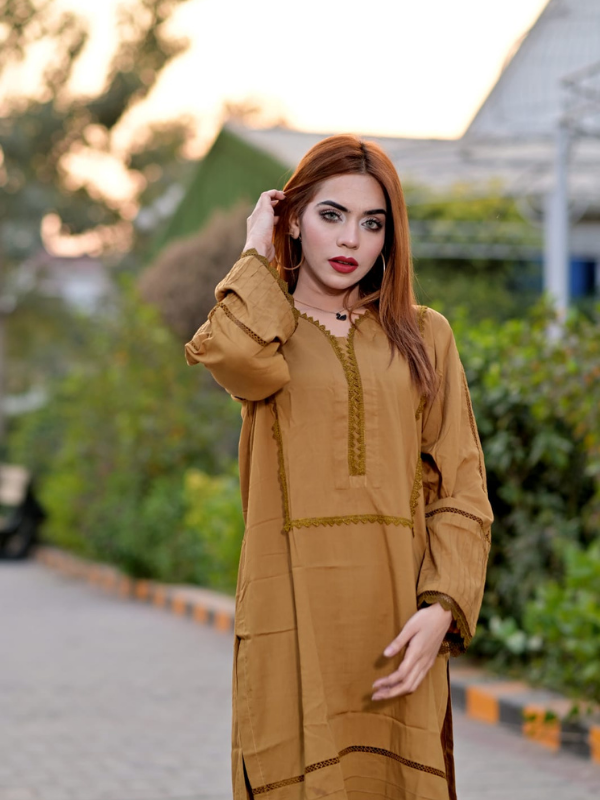 2 Pc linen dress with laces - Image 3