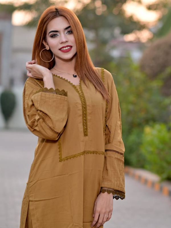 2 Pc linen dress with laces - Image 2