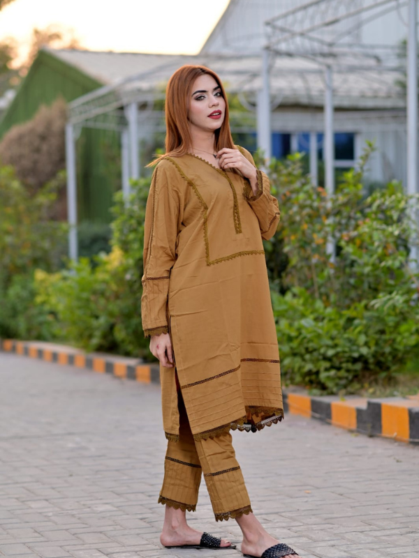 2 Pc linen dress with laces - Image 5