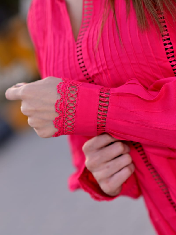 2Pc stylish linen dress with laces - Image 3